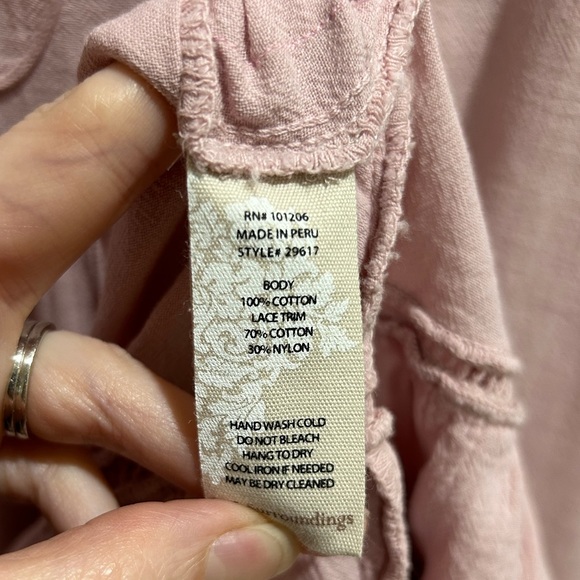 SOFT SURROUNDINGS Genevieve pink lilac asymmetrical hem dress lace crochet MED - Picture 11 of 12